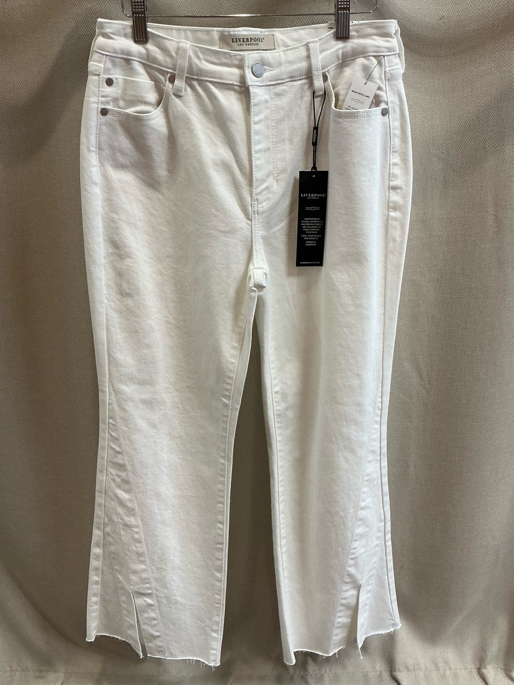 Liverpool Hannah Crop Flare with Twisted Slit Bright White